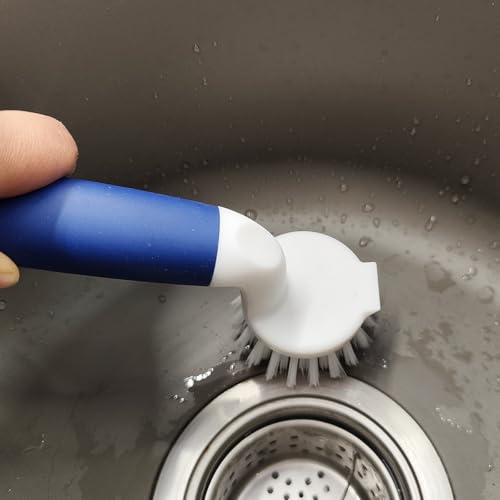 CELOX 2 Pack Dish Brush, Dishwashing Scrubber & Scraper with Handle, Wand, Kitchen Scrub Brush for Sink Grout Cleaning - color: Blue-a