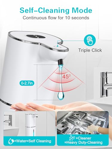 2 Pack Automatic Liquid Soap Dispenser, Rechargeable Touchless Soap Dispenser, Digital Display, 6-Level Adjustable, 380mL Wall Mount Countertop Hand Soap Dispenser for Bathroom Kitchen Sink
