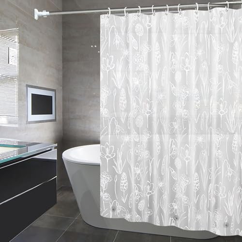 Shower Curtain Liner, 100% Waterproof Peva Shower Curtains with 3 Duty Heavy Bottom Magnets and 12 Rust Proof Grommets, 72x72 Weighted Shower Liner for Shower Stall, Bathtubs - color: Frosted Plant