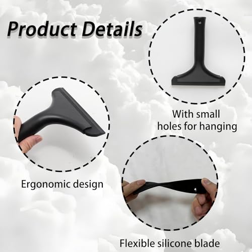 Black Small Silicone Squeegee with Handle & Hanging Hole, 5.9" | Shower Squeegee, Water Blade Squeegees for Glass Door, Window, Car Windshield, Bathroom Mirror, Kitchen Countertop(All Black) - color: All Black