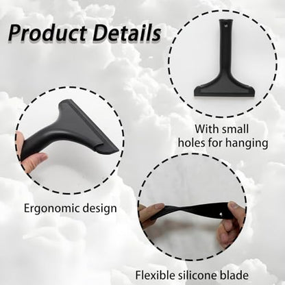 Black Small Silicone Squeegee with Handle & Hanging Hole, 5.9" | Shower Squeegee, Water Blade Squeegees for Glass Door, Window, Car Windshield, Bathroom Mirror, Kitchen Countertop(All Black) - color: All Black