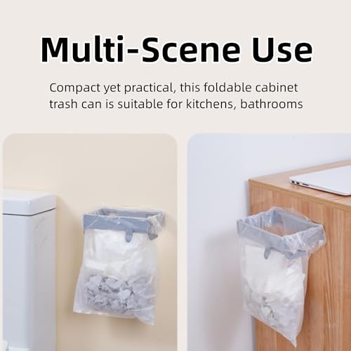 Foldable Trash Bag Holder, 2026 New Wall Mounted Foldable Kitchen Trash Can Cabinet, Garbage Bag Hanger Racks with Fixing Snap, Space Saving No Drill Collapsible Hanger for Kitchen Cabinet, Toilets