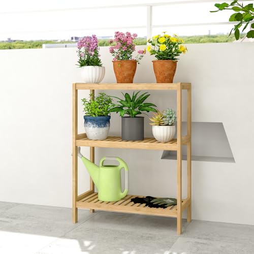 Bamboo Bathroom Shelf, Multifunctional Storage Shelf, 3-Tier - size: 3-Tier