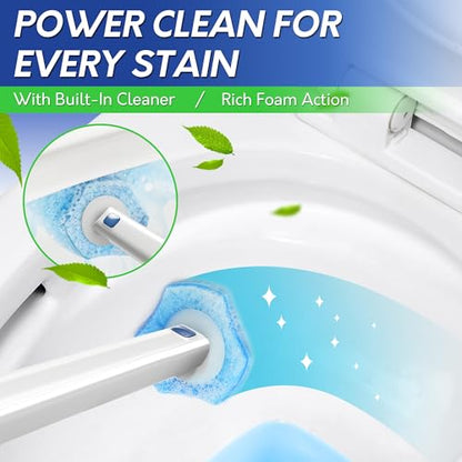 BOOMJOY Disposable Toilet Brush Set with 15 Wand Refills, Toilet Bowl Cleaner Wand with Holder, Toilet Cleaning System Starter Wand Kit, Bathroom Cleaning Set