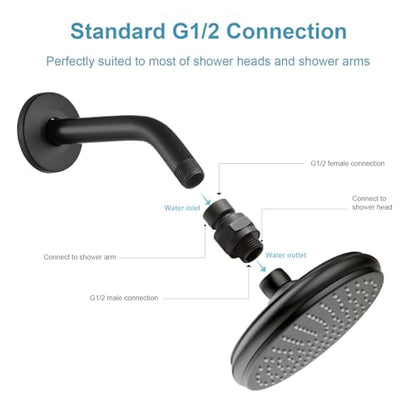 OFFO Shower Head Swivel Ball Adapter, All Metal Adjustable Shower Arm Extension Connector Universal Showering Component Solid Brass, Matte Black - color: Matte Black