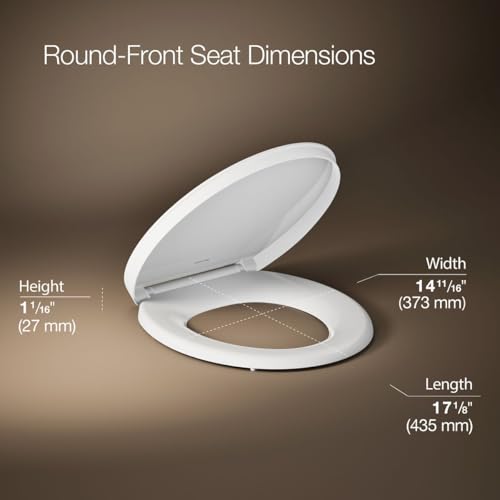 KOHLER K-26802-0 Impro ReadyLatch Quiet Close Round Toilet Seat, White Toilet Seat, Grip-Tight Bumpers, New Home Essentials, Slam Prevention (Pack of 2) - color: White, size: Round (Pack of 2)