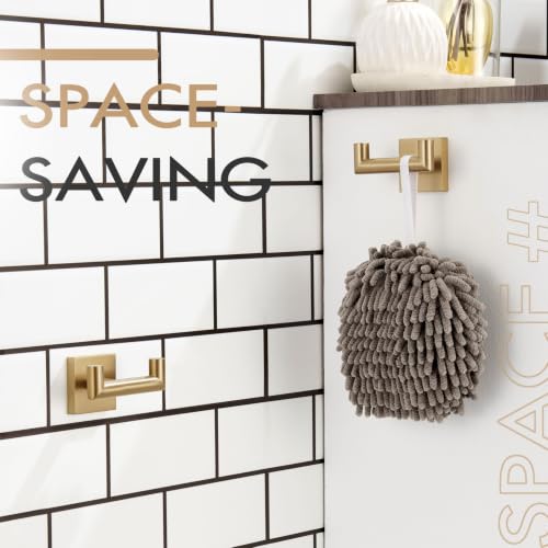 KOKOSIRI Robe Hooks Bath Towel Hooks Bathroom Hardware Double Coat Hooks Wall Mounted, 2 Pack Champagne Bronze Stainless Steel B1015CPG-P2 - color: Champagne Bronze, size: 2 Pack