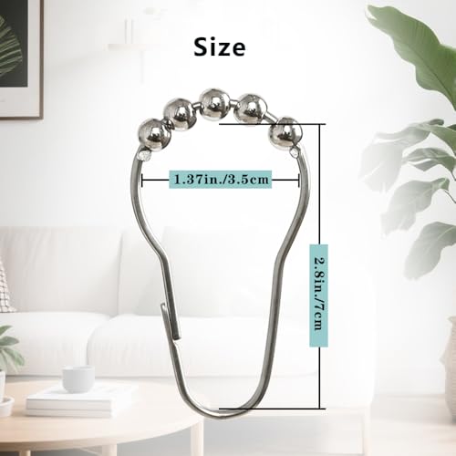 Stainless Steel Shower Curtain Hooks Rustproof Decorative Shower Curtain Rings for Shower Rods 12 Pack