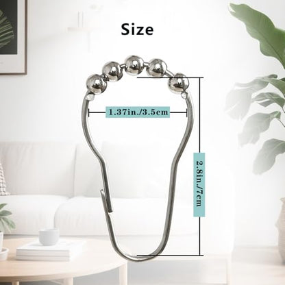 Stainless Steel Shower Curtain Hooks Rustproof Decorative Shower Curtain Rings for Shower Rods 12 Pack