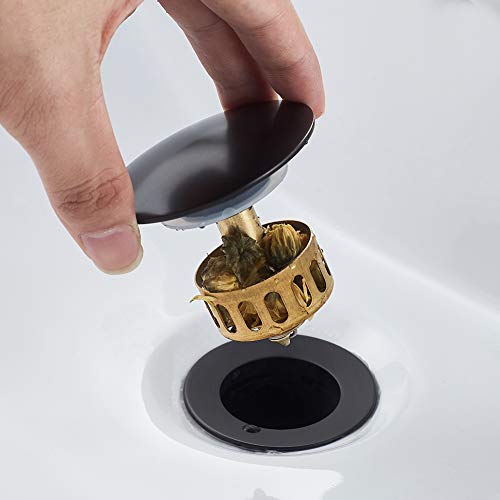 Bathroom Sink Drain with Overflow Hole Black Vessel Vanity Sink Pop Up Drain Stopper with Detachable Basket, Anti-Explosion and Anti-Clogging Drain Strainer - color: Black, size: With Overflow
