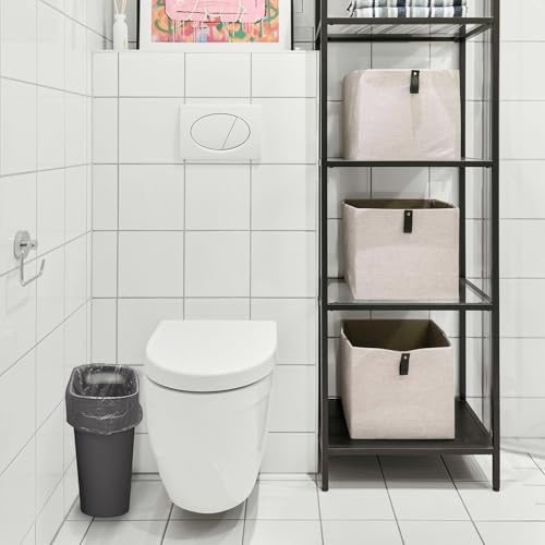 3 Pack Narrow Office Trash Can 3.2 Gallon Slim Waste Basket, Plastic Bathroom Wastebasket Slim Garbage Can Container Bin with Handle for Narrow Spaces Bathroom Bedroom Kitchen Office at Home, Black - color: Black