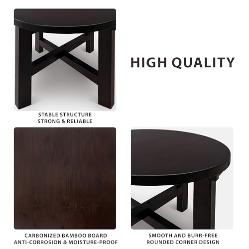 9.8 in Wooden Stool for Shower, Folding Round Footstools, Leg Shaving and Foot Rest, Folding Bamboo Shower Seat, Fully Assembled (R) - style: C