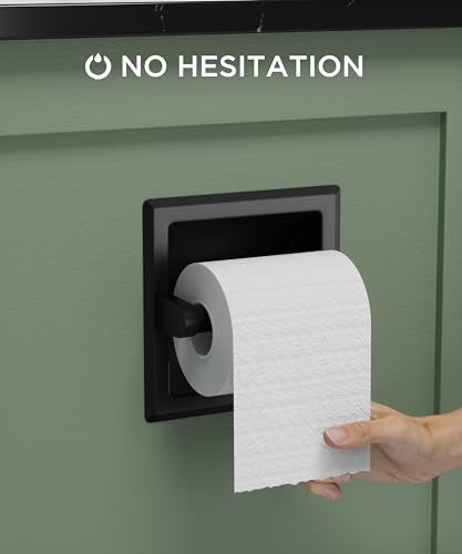 FORIOUS Recessed Toilet Paper Holder, Wall Mount Bathroom Tissue Holder | Matte Black | in Wall Toilet Paper Dispenser Insert | SUS304 Stainless Steel Rustproof | Bathroom Space Saving Design - color: Matte Black