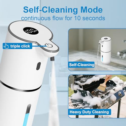 OHIFAST 2 Pack Automatic Foaming Soap Dispenser Touchless, USB Rechargeable Smart Hand Soap Dispenser, 6-Level Adjustable, 12.8oz/380mL Wall Mount for Bathroom Kitchen Dish Soap-White - color: 2 Pack- White, style: Foam