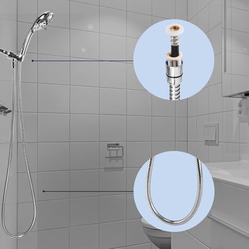 Durable Flexible Shower Hose 1.5M/3M Extra Long Stainless Steel Extension Plumbing Pipe Bathroom Accesso,Silvery,1.75m - size: 1.75m