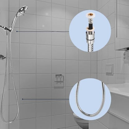 Durable Flexible Shower Hose 1.5M/3M Extra Long Stainless Steel Extension Plumbing Pipe Bathroom Accesso,Silvery,1.5M - size: 1.5 m