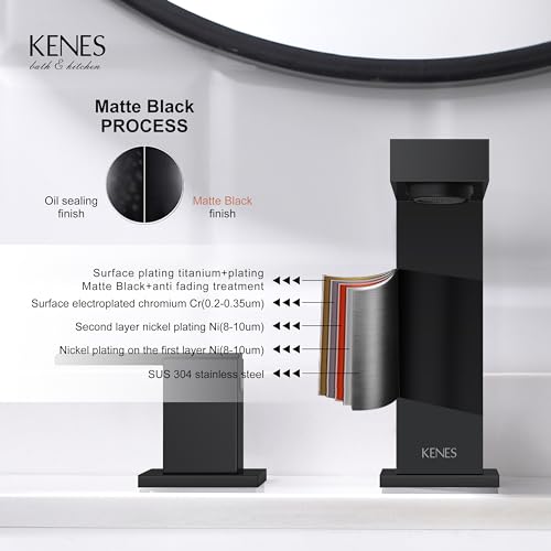Matte Black Widespread Bathroom Faucet 3 Hole Vanity Faucet 2 Handle | Bathroom Sink Faucet with Pop Up Drain & Supply Lines, Lead-Free cUPC & NSF Certified, 8 Inch Faucet for Vanity Restroom Sink - color: Matte Black