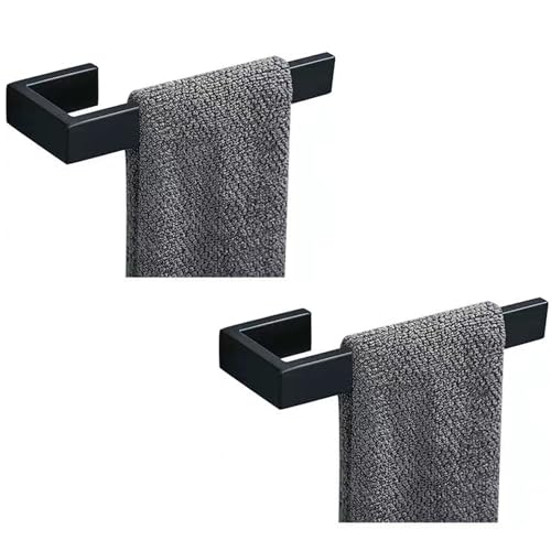 JOPOFI 2-Piece Hand Towel Holder, Towel Ring - Matte Black | Stainless Steel Towel Holder for Bathroom wall, 8" Rectangular Modern Design Hand Towel Bar, Contemporary Hand Towel Rack - color: Matte Black, size: 2PCS