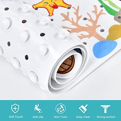 Baby Bath Mat for Tub Kids Non Slip Bathtub Mats Baby Extra Long 40X16 Inch Bathroom Toddler Anti Slip Shower Mat with Suction Cups & Drain Holes,Machine Washable,Whale - color: Dolphinmats