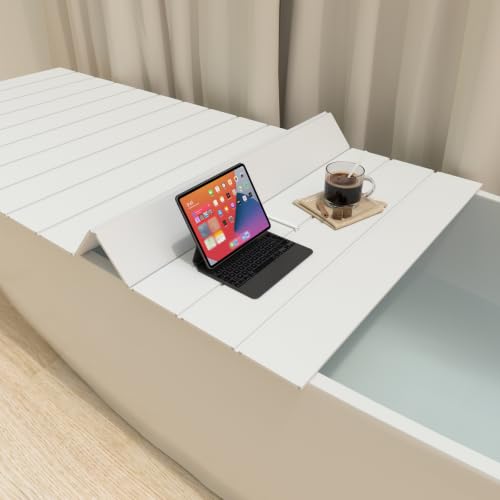 Bathtub Tray, Anti-dust Bathtub Cover, Bath Insulation Cover(71×31×0.24in) | Foldable PVC Shutter Bath Lid Fit Most Tubs, Can Store Wine Glass, Books, Tablets, Cellphones, White - size: 180x80x0.6cm