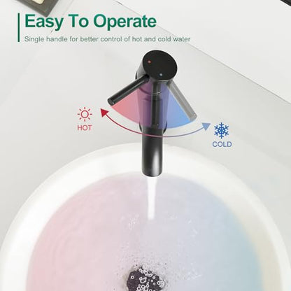 VOTON Vessel Sink Faucet Chrome Modern Tall Bathroom Faucets Single Handle One Hole Rv Vanity Lavatory Bathroom Sink Faucet - color: T-Black, size: Tall