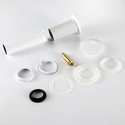 Solid Brass White Color Bathroom Faucet Sink Drain Stopper Vessel Vanity Pop Up Drain Without Overflow | Solid Drain Stopper White Color Bathroom Assembly Fits 1.57 to 2.36 Inch Sink Openings with 1-1/4 Inch Large Cap And Basket - size: Without Overflow