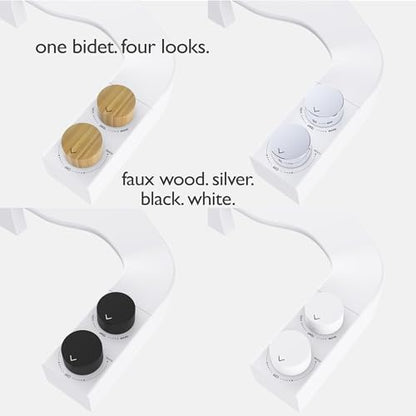 BIDETbidet Left/Right Reversible WARM WATER Ultra-Slim Bidet Attachment with Temperature Control, Interchangeable Knob Set, Hinged Nozzle, Non-Electric, Easy Install, Fits Most Toilets, Off-White