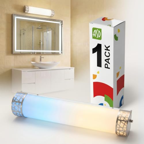 ASD 24 Inch LED Bathroom Vanity Light, 5CCT 2700K-5000K 25W, Dimmable Bathroom Light Fixtures, Modern Vanity Lights for Bathroom Lighting Fixtures Over Mirror, Wall Light Bar, Brushed Nickel, ETL - color: 24 Inch - Brushed Nickel, size: 1 Pack