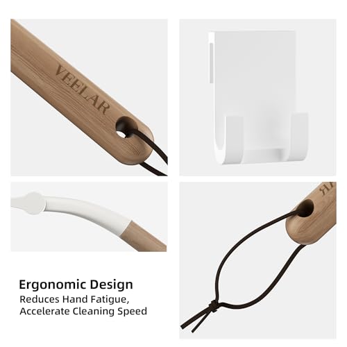 Shower Squeegee for Shower Glass, Bathroom Glass Cleaning Tool with Hook Mount, Squeegee for Glass Doors, Window Cleaning, Tile Shower Walls (White+Wood) - color: White+wood