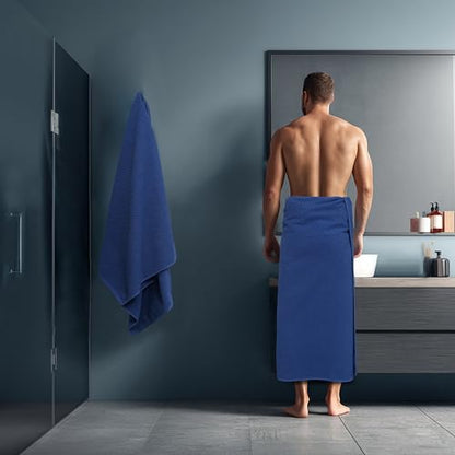 COTTON CRAFT Euro Spa Waffle Weave Bath Sheets - Set of 2 Blue Towel Sheets | Pure 100% Ringspun Cotton Oversized Luxurious Towel Set - Soft Plush Super Absorbent Low Lint Quick Dry - 35 x 70 inches - color: Blue, size: 2 Pack Bath Sheet