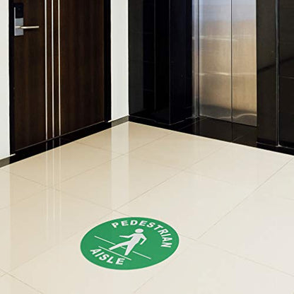 Pedestrian Aisle Floor Decals Green Anti-Slip Round Shape B Business Industrial Signs Stickers 36Inches Longer Side - size: 36inches Longer Side