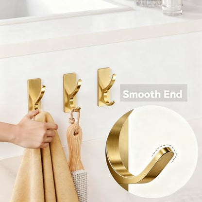 pickpiff Brush Gold Self-Adhesive Hook, 13LB Hanger for Coat/Towel, 6-Pack - color: Gold, size: 6 Pack