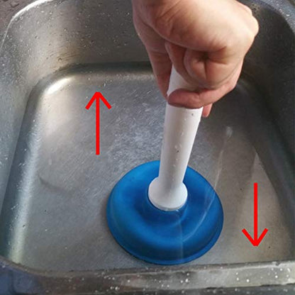 Drain Plunger, Mini Sink Unclogger, Small 4-Inch Clog Remover | Rubber Cup Hand Plumber Helper, Force Tiny Compact Tool with 9" Short Handle for Kitchen Bathroom, Toilet, Shower, Bath Tub - color: Blue + Yellow