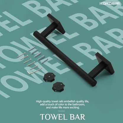 KOKOSIRI Towel Ring Holder Matte Black Hand Towel Bar for Bathroom Wall Mounted 9-Inch Towel Rack Stainless Steel Bathroom Storage Hardware, B4005BK-L9 - color: Matte Black