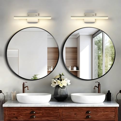 Brushed Nickel Vanity Lights - Dimmable 5CCT Bathroom Lighting Fixtures Over Mirror, Adjustable Angle Wall Light, 15.75" Long 12W LED Bar Light - size: 15.75inch Long