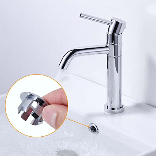 ARCORA 6 Pack Sink Overflow Ring, Bathroom Kitchen Sink Basin Trim Overflow Cover Hole Insert Cap Chrome - color: Chrome-6 Pack