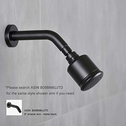 Solid Brass Shower Head - High Pressure Showerhead with Filter and 360 degrees Adjustable Swivel, Replacement for Bathroom Low Flow, Matte Black 2.8 inch Heavy Duty