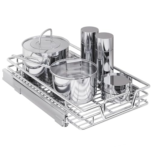 Kitchen Cabinet Pull Out Shelf and Drawer Organizer Slide Out Pantry Storaqe Basket in Multiple Sizes (14" W x 21",1 Tier) - size: 14" W x 21" Dx4"