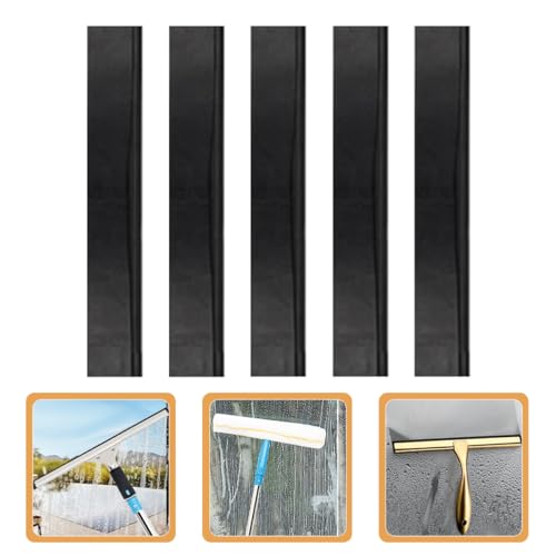 Abaodam 5pcs 25cm Replacement Rubber Squeegee Strips for Window and Shower Door Cleaning, Stainless Steel Holder Compatible, Sturdy Water Scraper for Glass Surfaces and Household Use