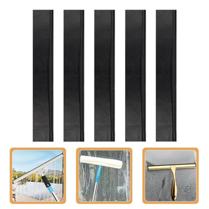 Abaodam 5pcs 25cm Replacement Rubber Squeegee Strips for Window and Shower Door Cleaning, Stainless Steel Holder Compatible, Sturdy Water Scraper for Glass Surfaces and Household Use