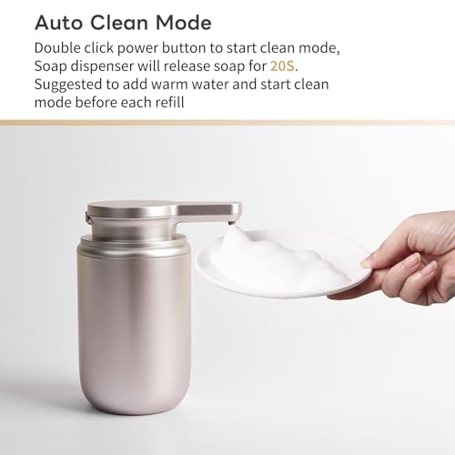 LAOPAO Automatic Soap Dispenser, Rechargeable Touchless Foaming Hand Soap Dispenser for Bathroom, Soap Pump for Kitchen, Water-Resistant, Xmas Gift 10oz, Light Silver, Plastic - color: Foam