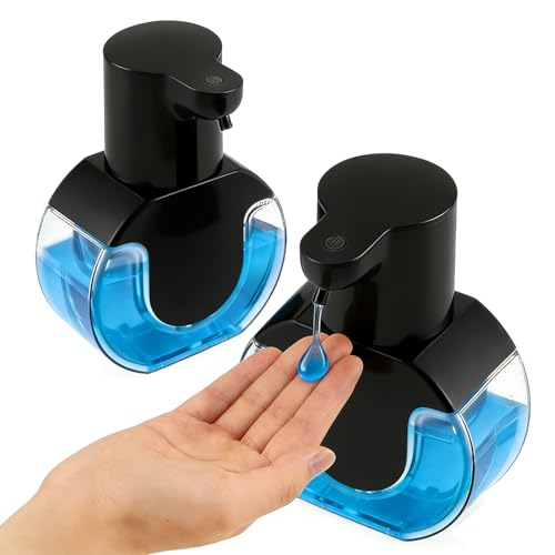 2Pack Automatic Soap Dispenser Touchless,Rechargeable Liquid Soap Dispenser,15oz/420ml Smart Hand Soap Dispensers,4-Level Adjustable, Wall Mount for Bathroom Kitchen Dish Soap,Hands-Free(Black) - color: 2 Pack-black 03, style: Liquid
