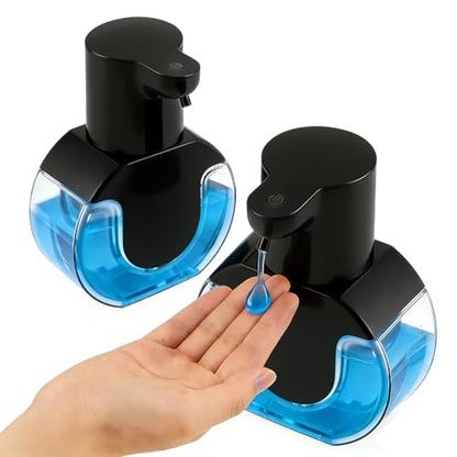 2Pack Automatic Soap Dispenser Touchless,Rechargeable Liquid Soap Dispenser,15oz/420ml Smart Hand Soap Dispensers,4-Level Adjustable, Wall Mount for Bathroom Kitchen Dish Soap,Hands-Free(Black) - color: 2 Pack-black 03, style: Liquid