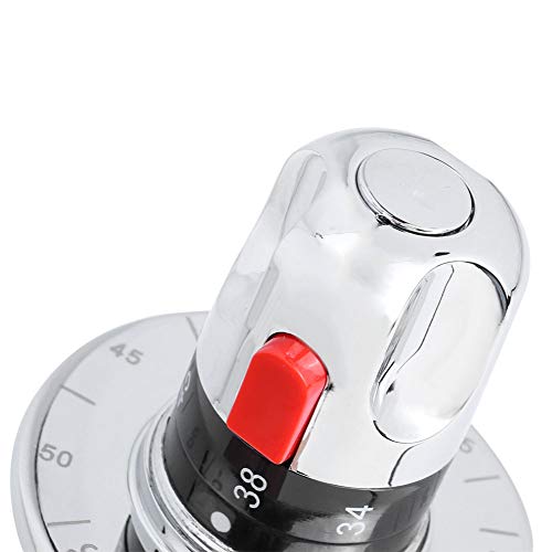 Brass Thermostatic Mixer Valve, Temperature Control Shower Valve, Wall Mounted Bath Mixer with Safety Button and Dual Filter Nets, for Home Water Heater and Shower System