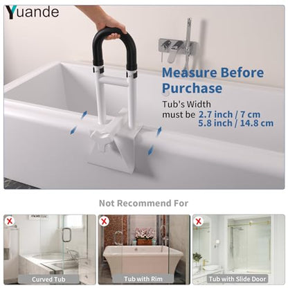 Bathtub Grab Bar,YuanDe 20x6 Inch Adjustable Bathtub Safety Rail | 18"-20" Height & Width Adjustment, Heavy-Duty Tub Handle for Elderly Seniors, Disabled & Injury Recovery - size: Adjustable