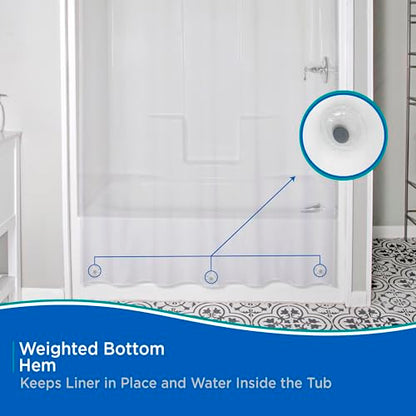 Kenney KN61455 Heavyweight 8 Gauge Waterproof PEVA Shower Curtain Liner with Rust-Resistant Metal Grommets and Weighted Magnetic Hem for Bathroom, 70" W x 72" H, Clear - color: Clear, size: 70.9"W x 72.1"L (Pack of 1)