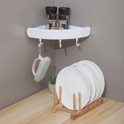 SHINEOFI 2Pcs Plastic Bathroom Corner Shelf Wall Mounted Storage Racks with Drainage Design Installation Organizer for Shower and Kitchen Space Saving