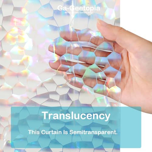 Ga-Geetopia Holographic Extra Long 3D EVA Shower Curtain Liner Water Cube, 72x80 Premium Light Weight Clear Plastic Bathroom Shower Curtain with Rustproof Metal Grommets - color: Holographic, size: 72"W x 80"L (Pack of 1)