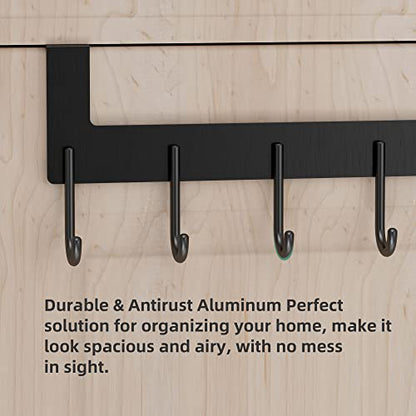 Over Door Hanger, Metal Over The Door Hook Rack with 5 Hooks, Towel Rails for Hanging Towel Robe Coat Bathroom Bedroom Grey - color: Gray