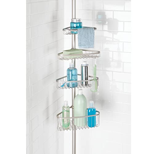mDesign 0391MDBA Bathroom Shower Storage Constant Tension Corner Pole Caddy